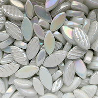 Mosaiksteinen Elipsenform Perle Glas Weiß