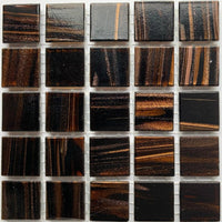Verre Mosaique - glass mosaic -Glasmosaik-glasmozaïek-Glasmozaiek met Goud Dooradert 20mm Chocolade - mosaicshop