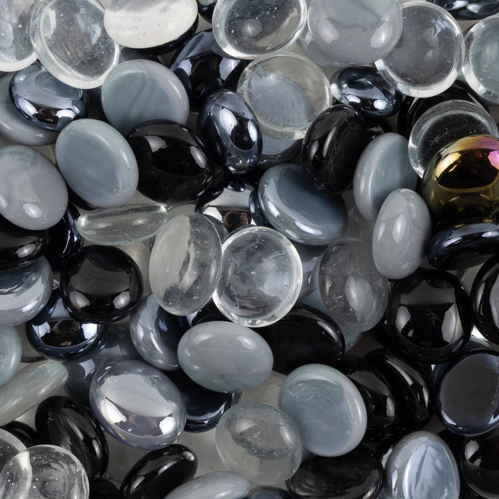 Glasdruppels  16-20mm Wit Zwart Grijs Mix