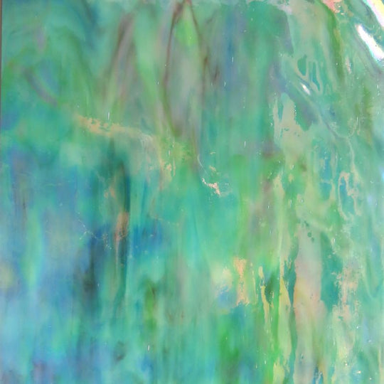 Glasplatte Zartes Blaugrün Marmoriert Irisiert