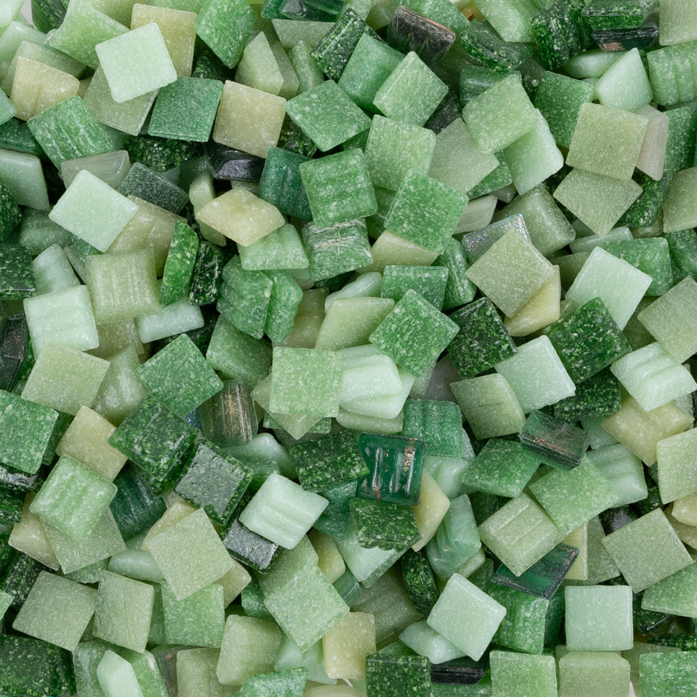 Glass Mosaic Green Mix 10mm