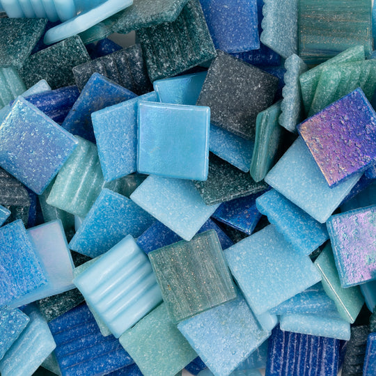 Glass Mosaic Water Mix 20mm