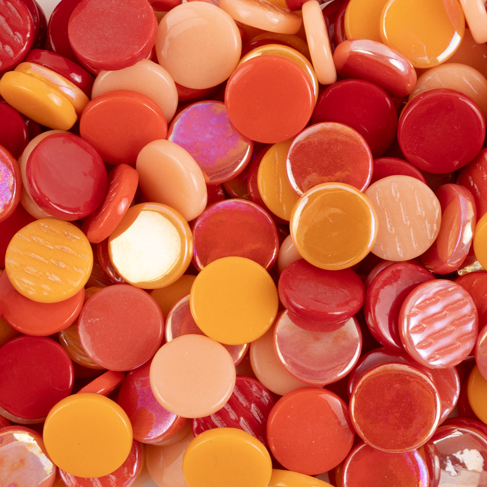Ronde Glastegel 18mm Rood Mix