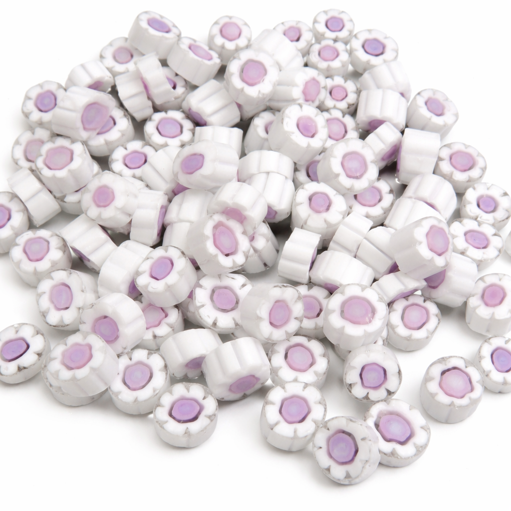 Millefiori White Pink Flower