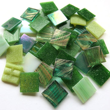 Glass Mosaic Green Mix 10mm