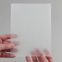 Video of the mist glass plate in White opaque, 15x19cm, held up and tilted to show its pattern and transparency