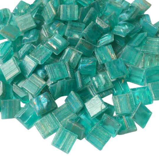 Glasmozaiek met Goud Dooradert 10mm Nijlblauw