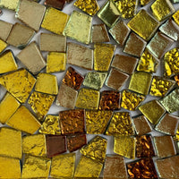 Verre Mosaique - glass mosaic -Glasmosaik-glasmozaïek-Glastegel met Spiegel Goudmix - mosaicshop