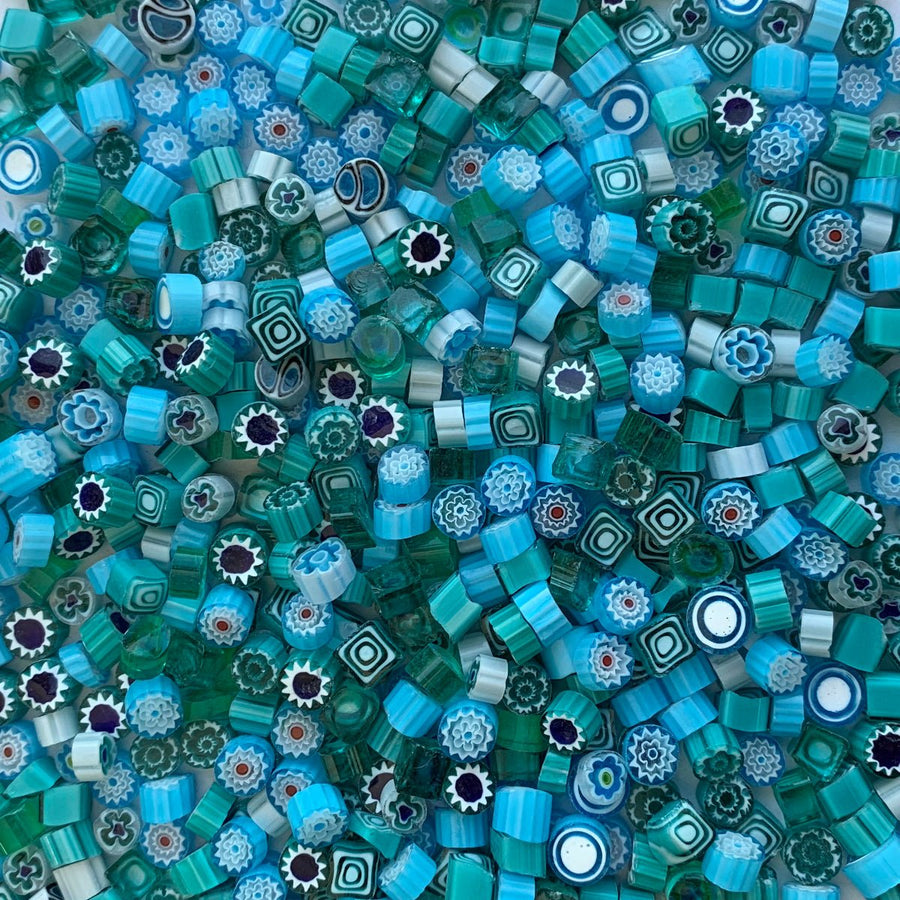 Verre Mosaique - glass mosaic -Glasmosaik-glasmozaïek-Millefiori Blauwmix - mosaicshop