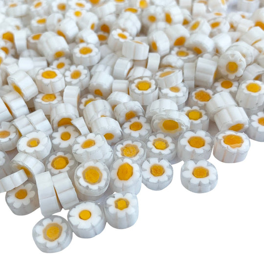 Millefiori Witte Margriet 8/10 doorzichtig