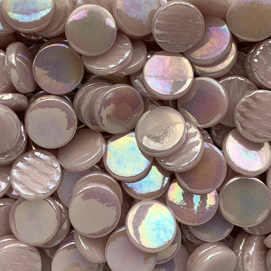 Ronde Glastegel Parelmoer 18mm Lichtrose