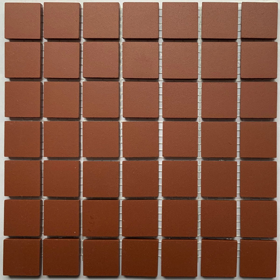 Winckelmans Rouge – matt 20x20 mm mosaic tiles on mesh